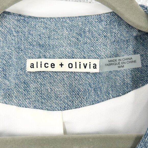 Alice + Olivia Avis Combo Patch Pocket Jacket in Blue Eyes Multi - Picture 6 of 11